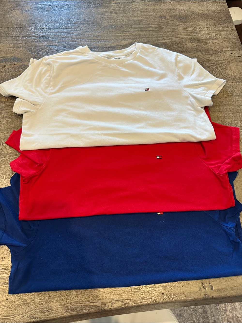 Mens Lot of 3 Tommy Hillfiger Crew Neck SS Tees Red White Blue Small